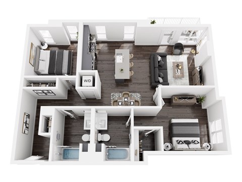 Floor plan for 2 beds, 2 baths, 1120 sqft